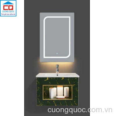 Bộ tủ lavabo thủy tinh và gương đèn led cảm ứng cao cấp QB CABINET $ MIRROR QG611-QK6-QL926VT