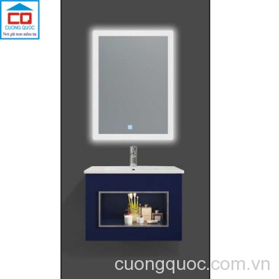 Bộ tủ lavabo thủy tinh và gương đèn led cảm ứng cao cấp QB CABINET $ MIRROR QG608-QK6-QL903DT