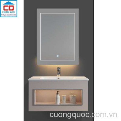 Bộ tủ lavabo thủy tinh và gương đèn led cảm ứng cao cấp QB CABINET $ MIRROR QG809-QK8-QL900VT