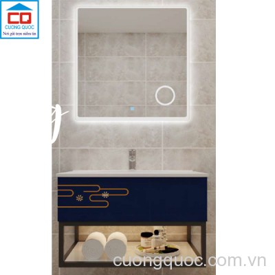 Bộ tủ lavabo thủy tinh và gương đèn led cảm ứng cao cấp QB CABINET $ MIRROR QG803-QH8-QL904T