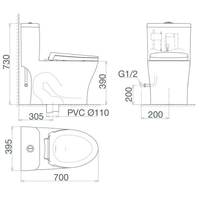 Bồn cầu két liền Viglacera V63