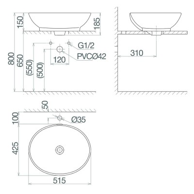 Chậu đặt bàn đá Viglacera BS415