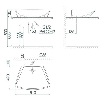 Chậu đặt trên mặt bàn đá Viglacera CD17