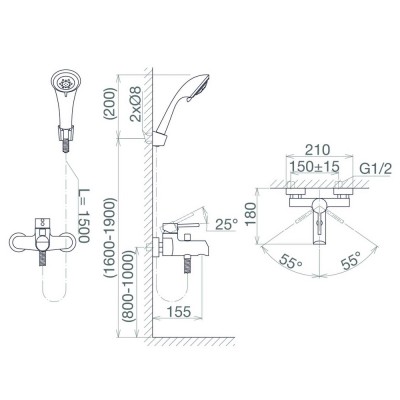 Sen tắm lóng lạnh gắn tường Viglacera VG541