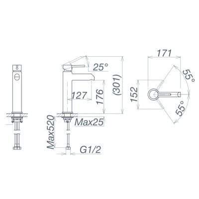 Vòi cao chậu nóng lạnh 1 lỗ VG141.1
