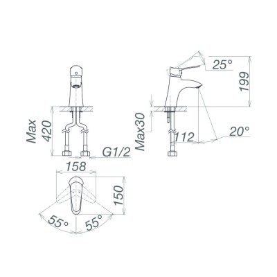 Vòi chậu nóng lạnh 1 lỗ Viglacera VG114