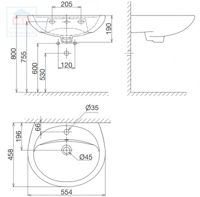 Chậu rửa mặt lavabo treo tường Viglacera BS409 ( BỎ MẪU )