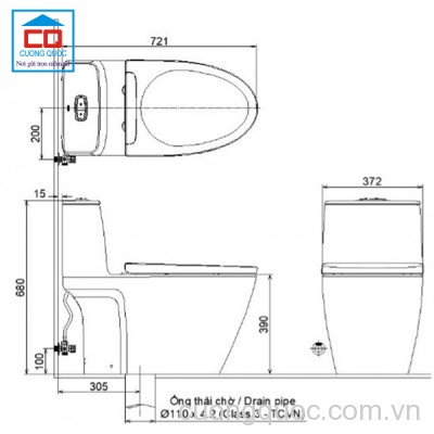 Bồn cầu liền khối nắp rửa cơ AC-902VN+CW-S32VN/BW1