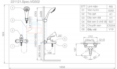 Sen tắm nóng lạnh gắn tường VG502 (VSD502)