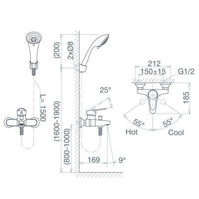 Sen tắm nóng lạnh gắn tường Viglacera VG515