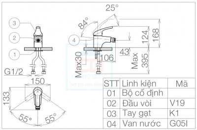 Vòi xả tiểu nữ nóng lạnh VG101 (VG700)