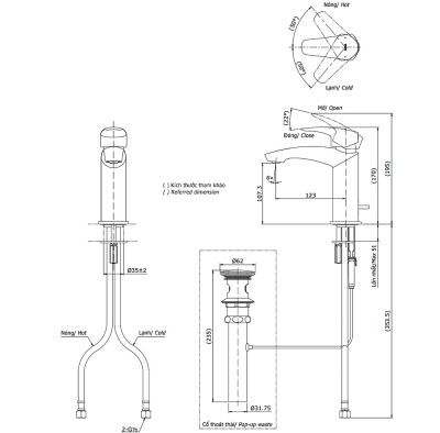 Vòi chậu gật gù nóng lạnh Toto TLG09301V