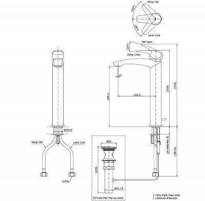 Vòi chậu gật gù nóng lạnh Toto TLG09305V