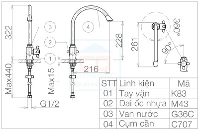 Vòi nhà bếp 1 đường lạnh gắn chậu Viglacera VG707