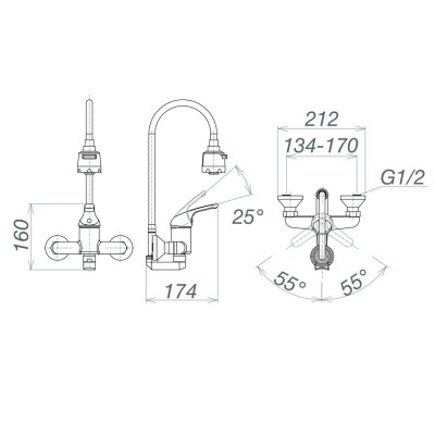 Vòi nhà bếp nóng lạnh gắn tường Viglacera VG712 (VG712M)