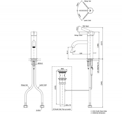 Vòi chậu gật gù nóng lạnh Toto TLG11301V