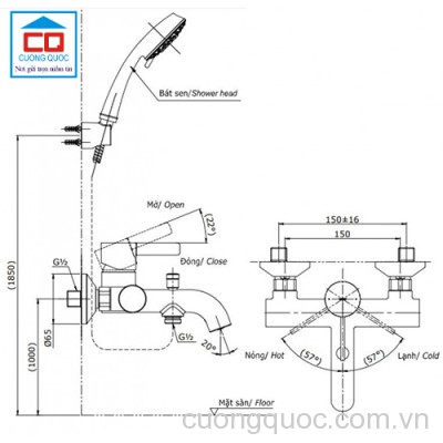 Vòi sen tắm nóng lạnh Toto TBG 11302V TBW02017A