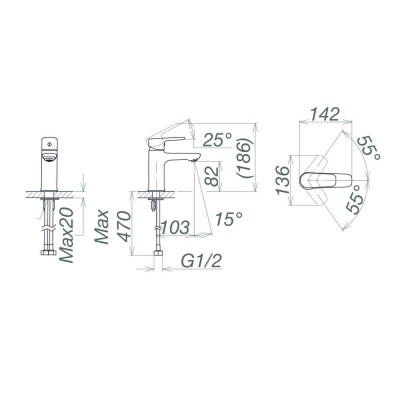Vòi ngắn chậu nước nóng lạnh VG132