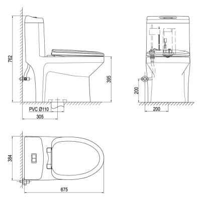 Bồn cầu một khối Sanfi S301