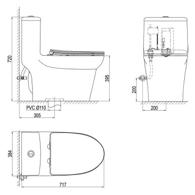 Bồn cầu một khối Sanfi S306