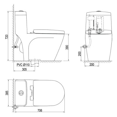 Bồn cầu két liền Sanfi S308