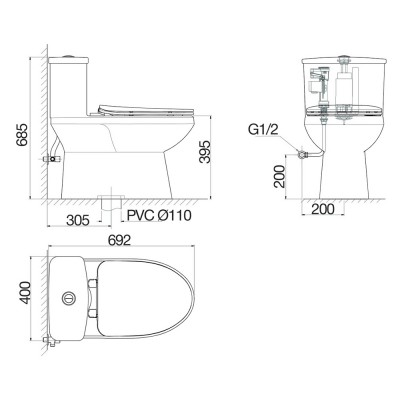 Bồn cầu một khối Viglacera V811