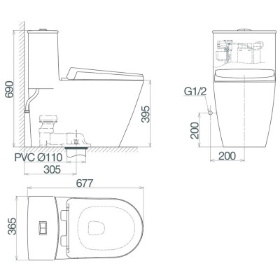 Bồn cầu một khối Viglacera V817