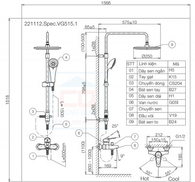 Sen tắm nóng lạnh Viglacera VG515.1