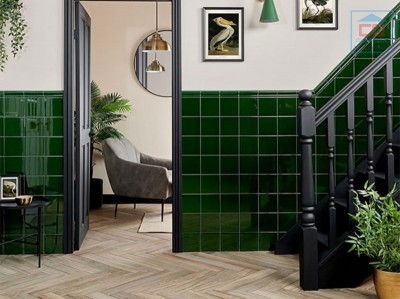 Gạch thẻ xanh lục bóng 10x10cm M1112