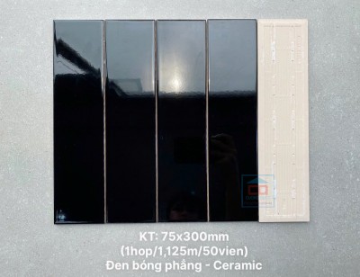 Gạch thẻ đen bóng 75x300 mm PSTA75307