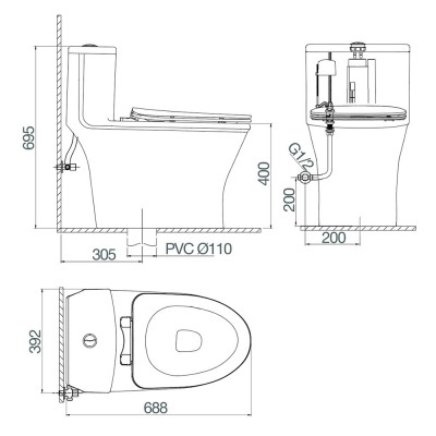 Bồn cầu một khối Viglacera V803