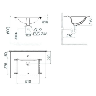Chậu đặt âm bàn đá Viglacaera US3