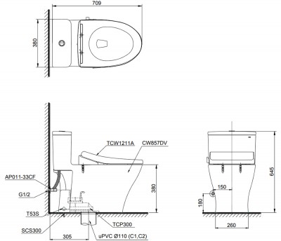 Bồn cầu 1 khối nắp rửa cơ TOTO MS857DE4( GIÁ KM TÍNH TỪ 20/4- 17/5)