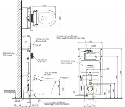 Bồn cầu treo tường TOTO CW553C/TCF33370GAA/WH172AT/TCA465/MB171M#SS