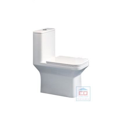 Bồn cầu một khối Basic Cavoli dáng vuông cao cấp ( Màu trắng )