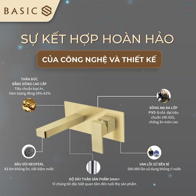 Vòi lavabo âm tường Basic BW-46018G