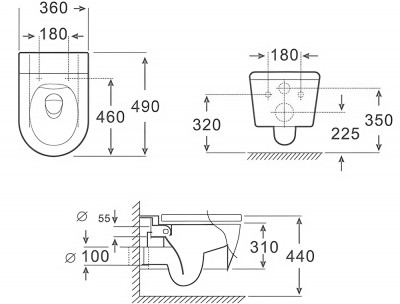 Bồn cầu treo tường Basic Eden-WG