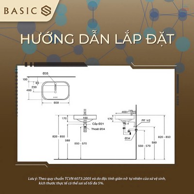 Chậu lavabo đặt bàn Basic BSB-1369