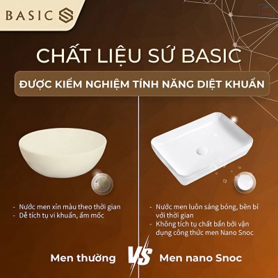 Chậu lavabo bán âm bàn Basic BSB-1274H