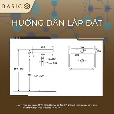 Chậu lavabo đặt bàn Basic BSB-1562