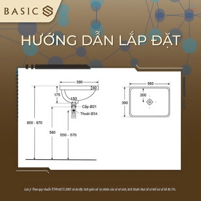 Chậu lavabo dương vành Basic BSB-2157