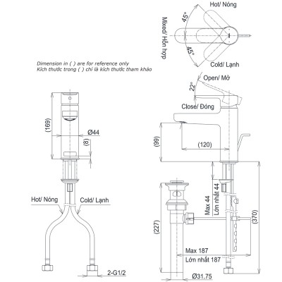 Vòi lavabo nóng lạnh TOTO TLS06301V