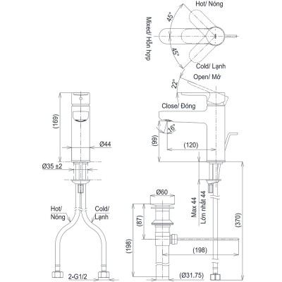 Vòi lavabo nóng lạnh TOTO TLS06301V1