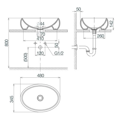 Chậu lavabo đặt bàn Viglacera CD30