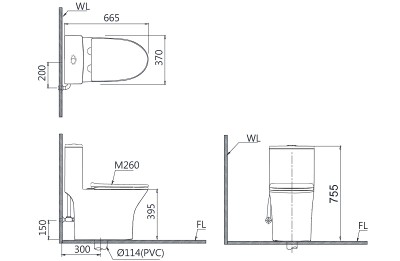 Bồn cầu một khối Caesar C1391