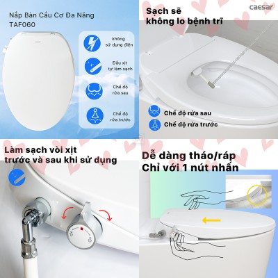 Bồn cầu nắp rửa cơ Caesar CD1342 + TAF060