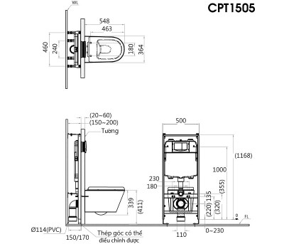 Bồn cầu treo tường Caesar CPT1505
