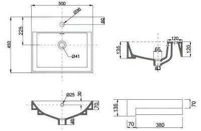 Chậu lavabo bán âm bàn Caesar LF5301