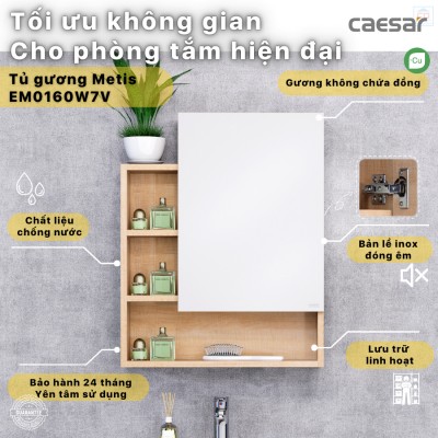 Tủ gương phòng tắm Caesar EM0160W7V