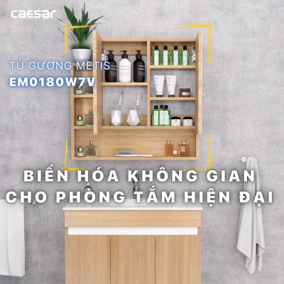 Tủ gương phòng tắm Caesar EM0180W7V